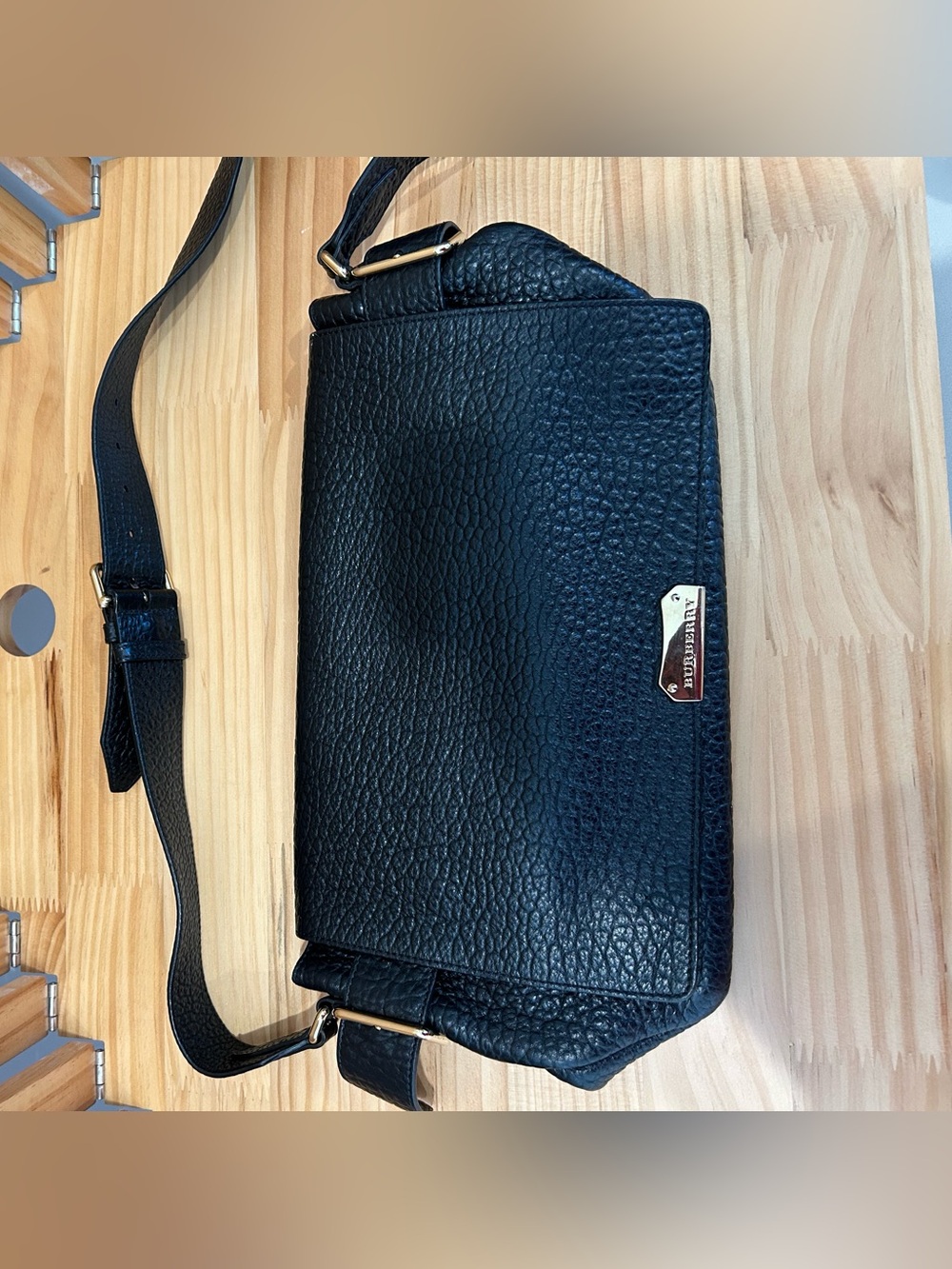 Burberry Black Pebbled Leather Crossbody Bag
